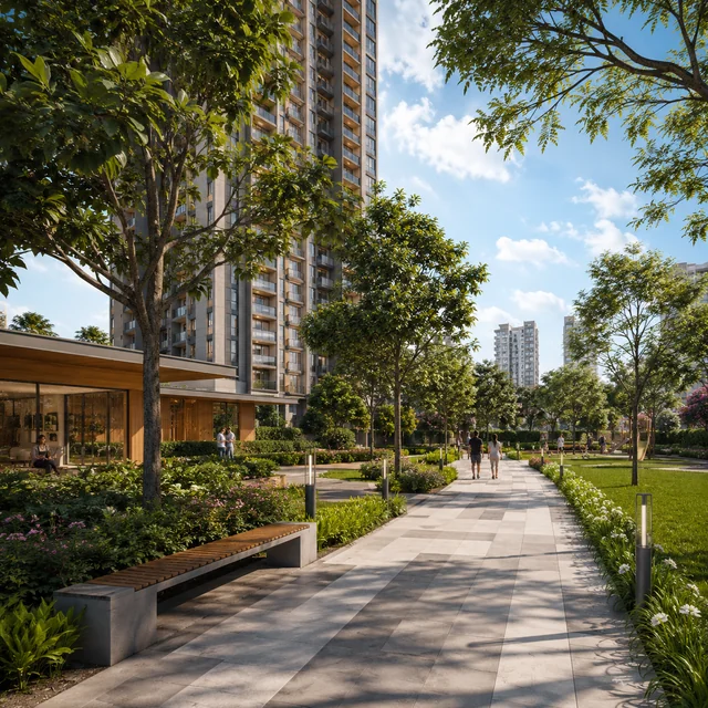 Arvind Sylva landscape spine - pedestrian park across the 5-acre site Arvind Sylva landscape spine - pedestrian park across the 5-acre site