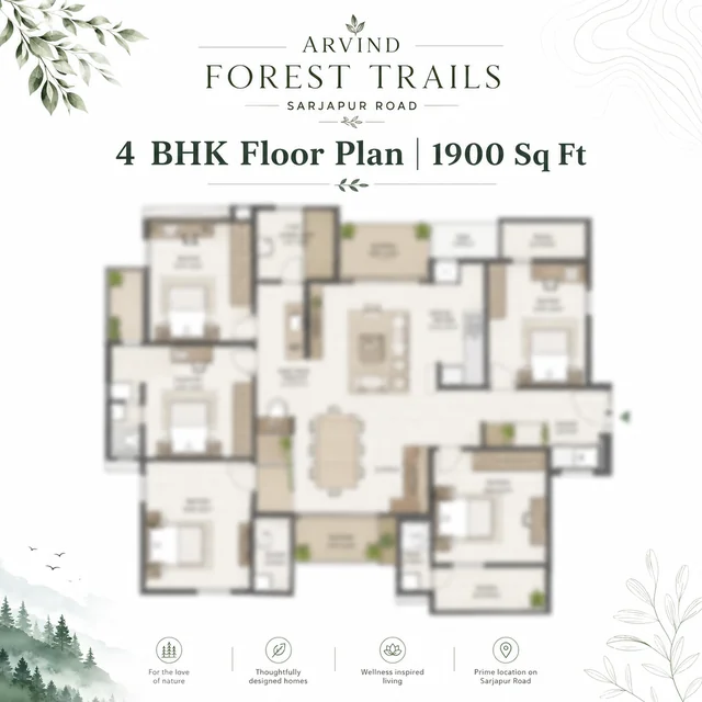 Arvind Sylva 4 BHK floor plan - 1,900 sqft saleable Arvind Sylva 4 BHK floor plan - 1,900 sqft saleable