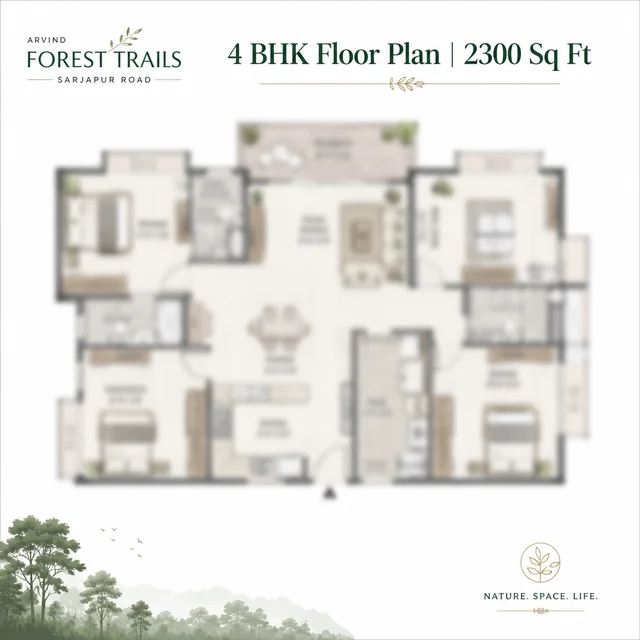 Arvind Sylva 4 BHK Premium floor plan - 2,300 sqft saleable Arvind Sylva 4 BHK Premium floor plan - 2,300 sqft saleable